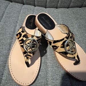 Sam Edelman Brown and Cream Sandals with Animal Print